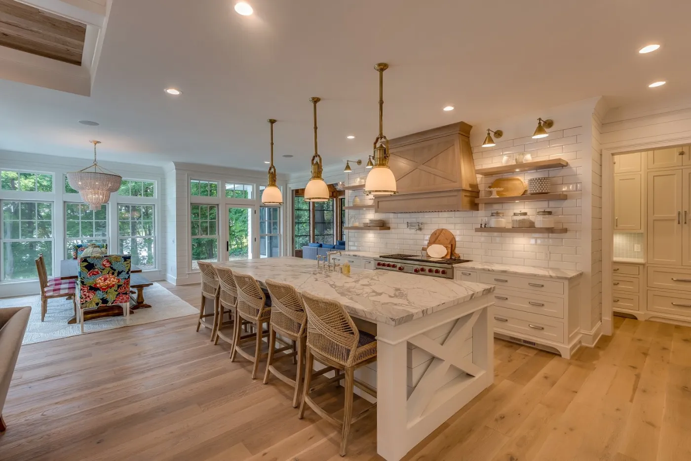 Custom kitchen and open living space built by Westfield Builders in Westfield, Massachusetts